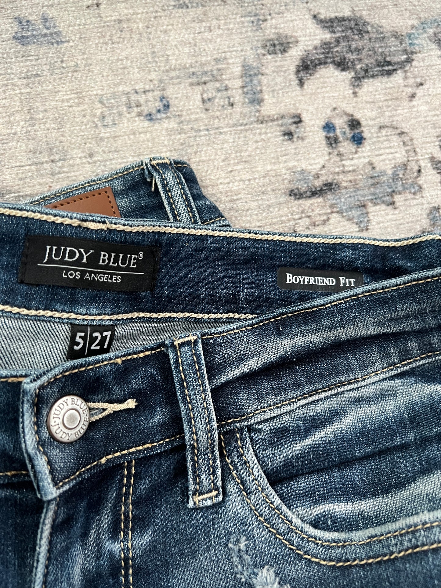 Judy Blue Mid-Rise Cuffed Destroyed Boyfriend Jeans