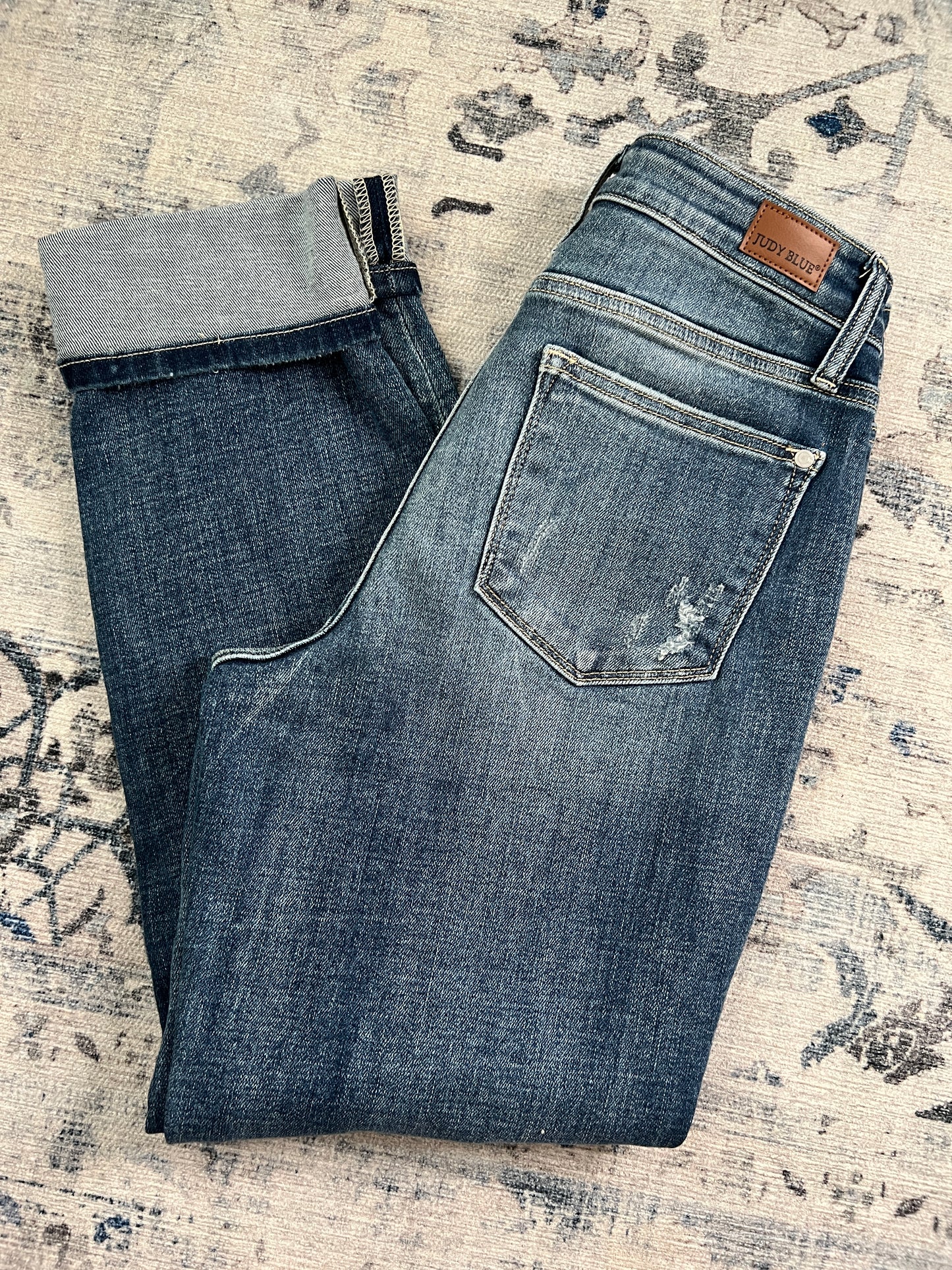 Judy Blue Mid-Rise Cuffed Destroyed Boyfriend Jeans