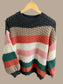 Color-Block Striped Chunky Sweater