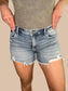 Risen Mid-Rise Distressed Cutoff Jean Shorts