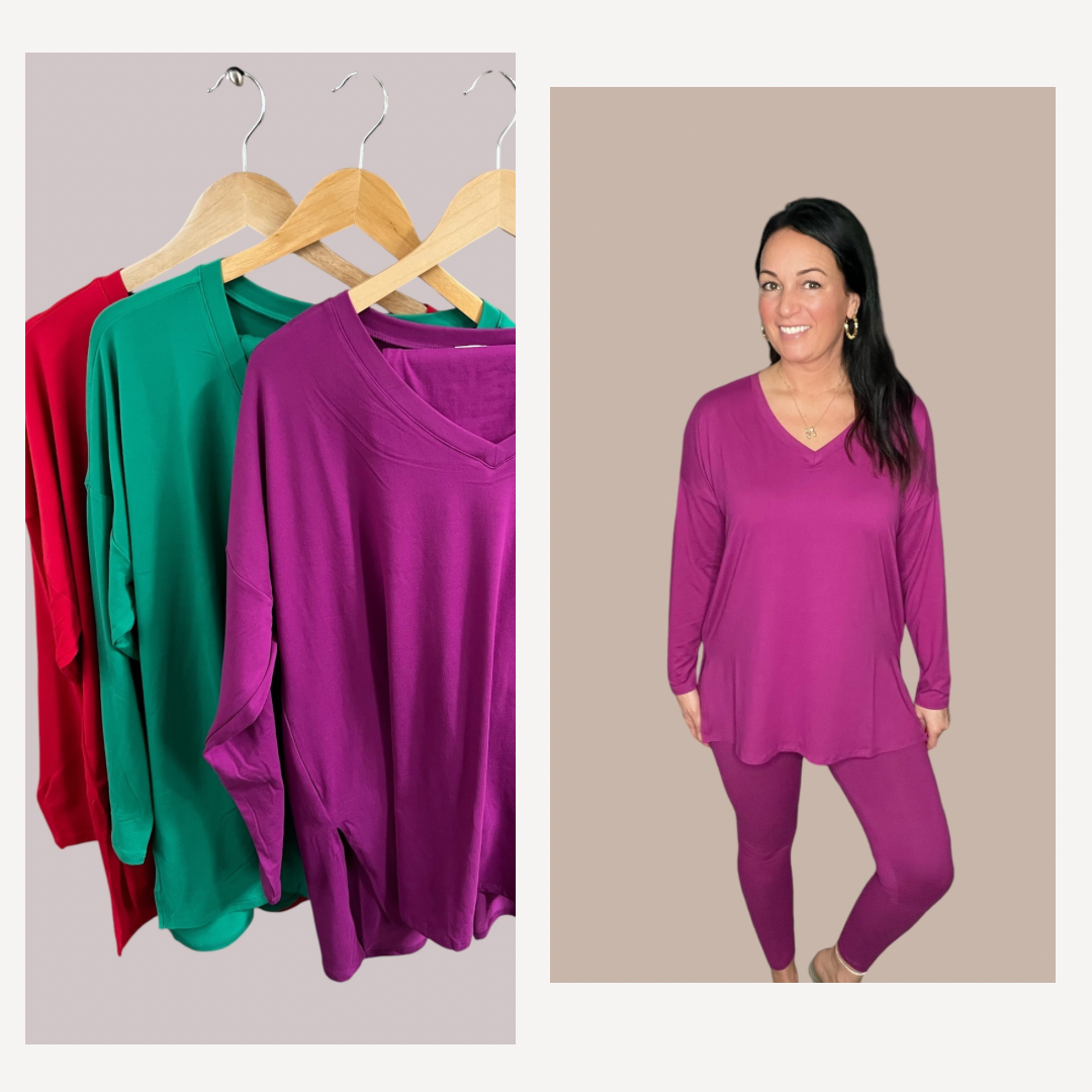 Microfiber V-Neck Loungewear Set