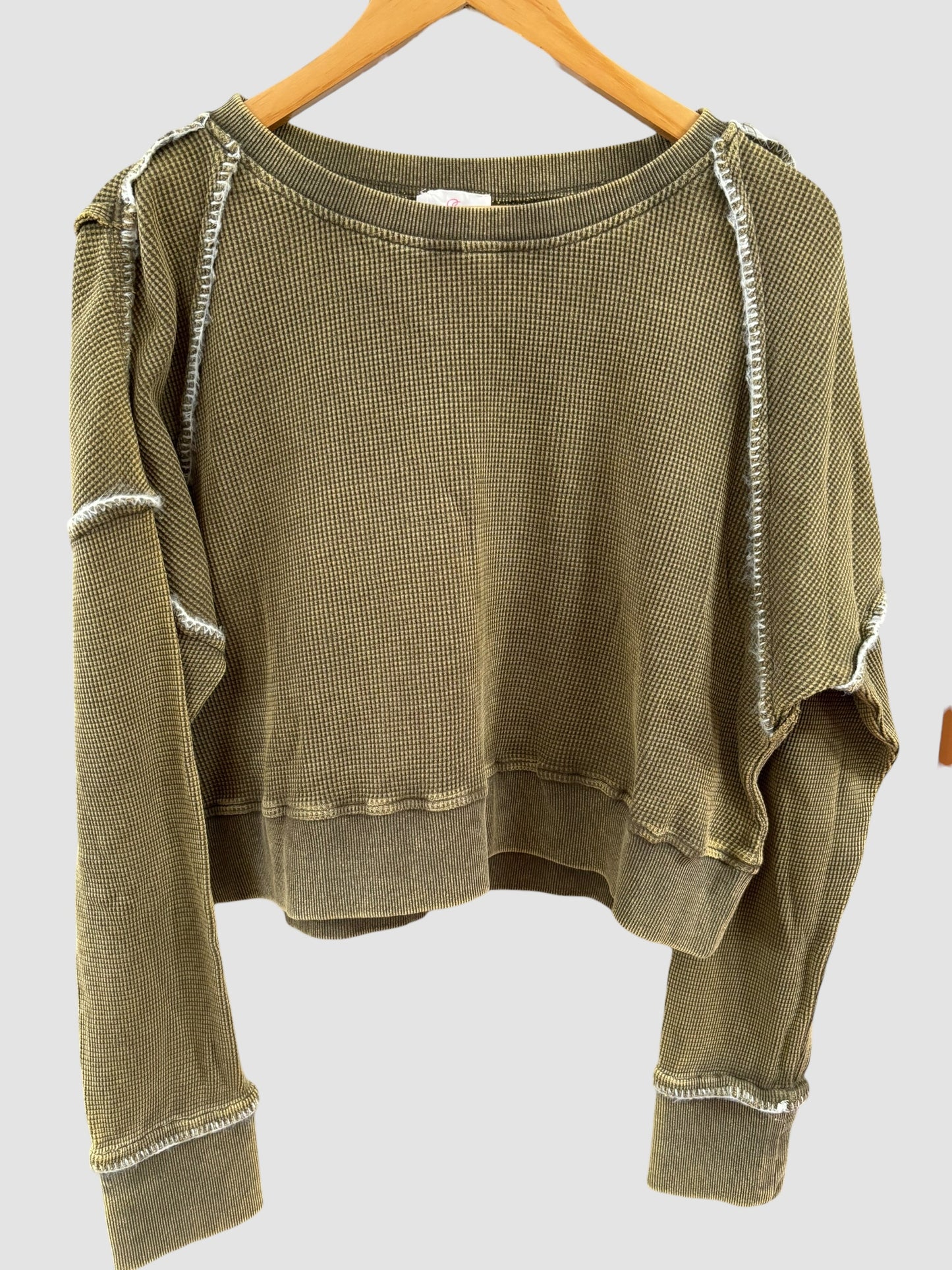 Mineral Wash Thermal Stitch Detail Top