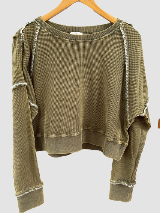 Mineral Wash Thermal Stitch Detail Top