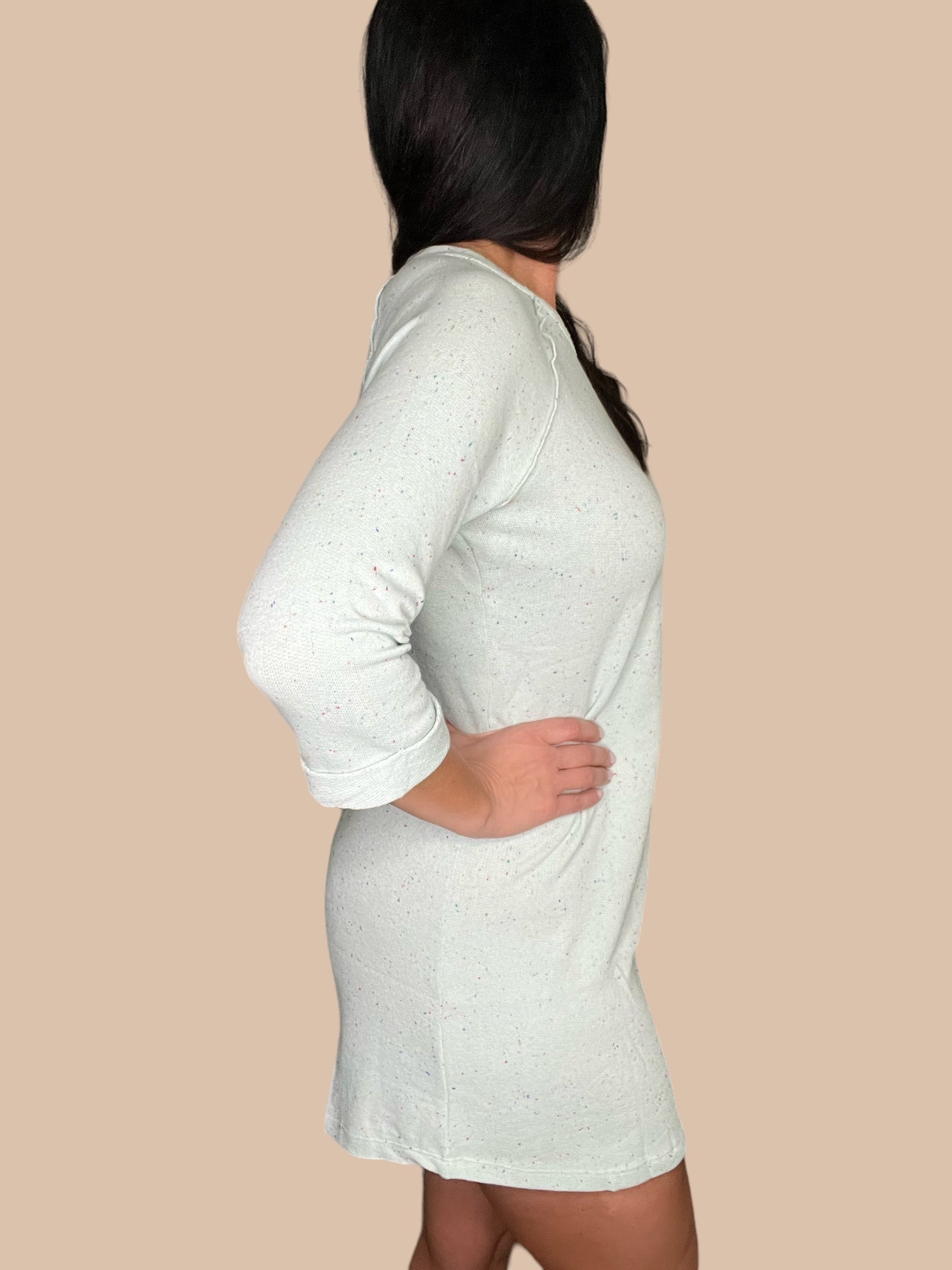 3/4 Sleeve French Terry Casual Dress Bleu Lotus Boutique 3/4 Sleeve French Terry Casual Dress Bleu Lotus Boutique