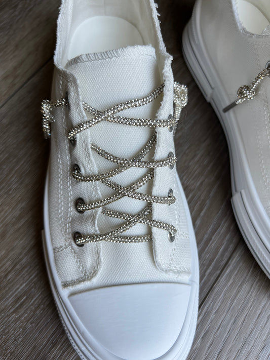 Slip-On Rhinestone Lace Sneakers