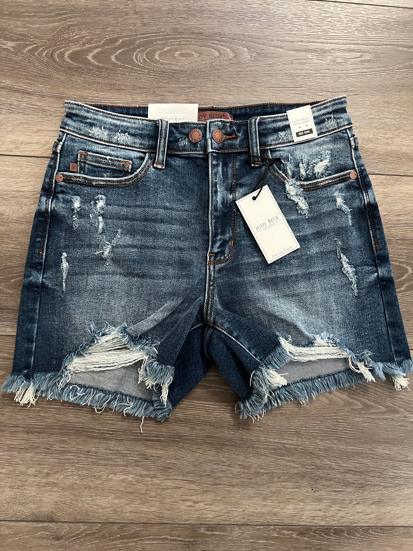 Judy Blue Mid-Rise 2 Button Destroyed ‘Dad’ Shorts