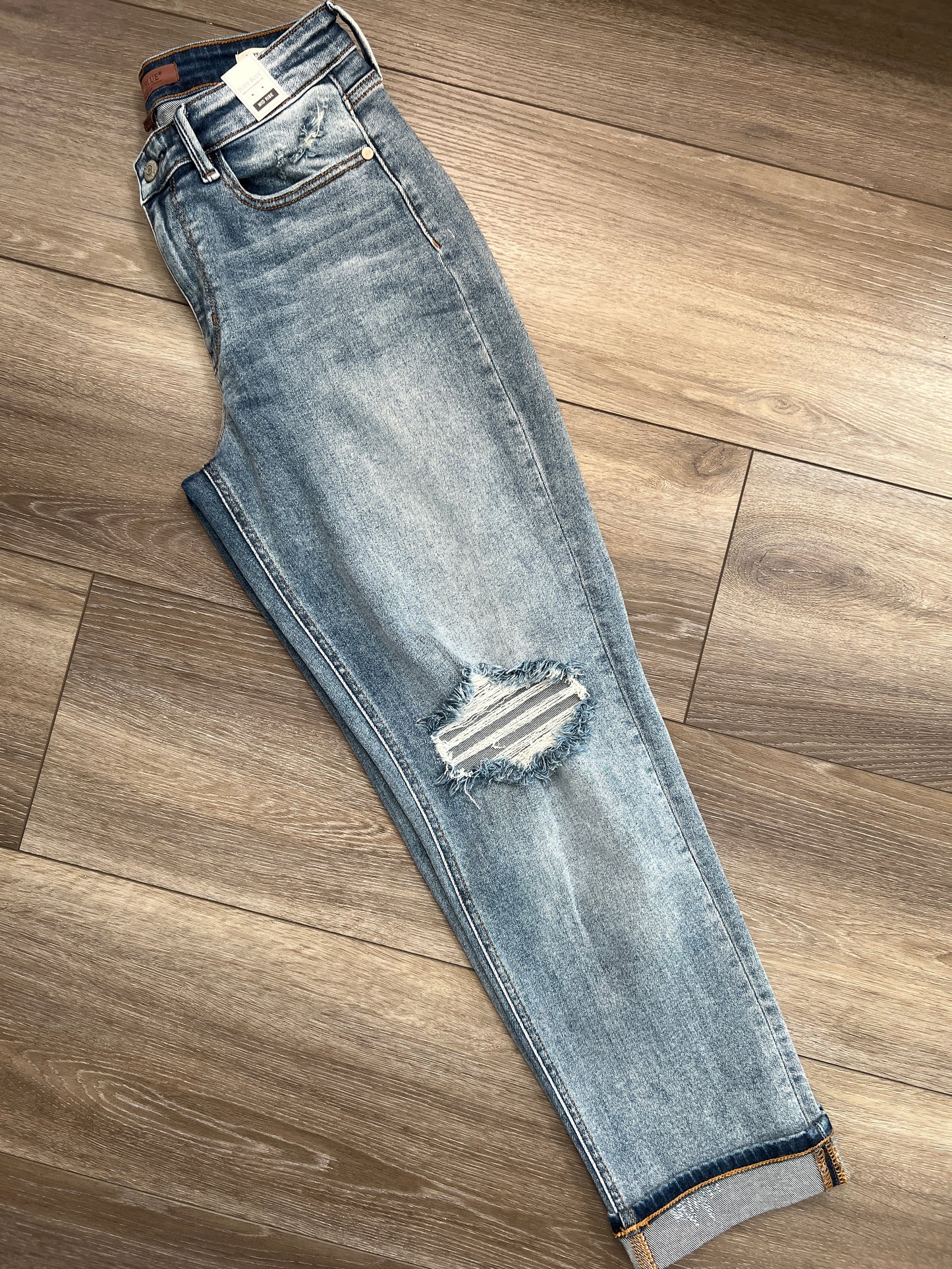 Judy Blue Mid-Rise Destroy Cuffed Boyfriend Jeans