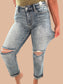 Judy Blue Mid-Rise Destroy Cuffed Boyfriend Jeans