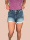 Zenana 'Chasing Summer' High-Rise Distressed Denim Shorts