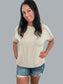 Cuffed Short Sleeve Ribbed Top