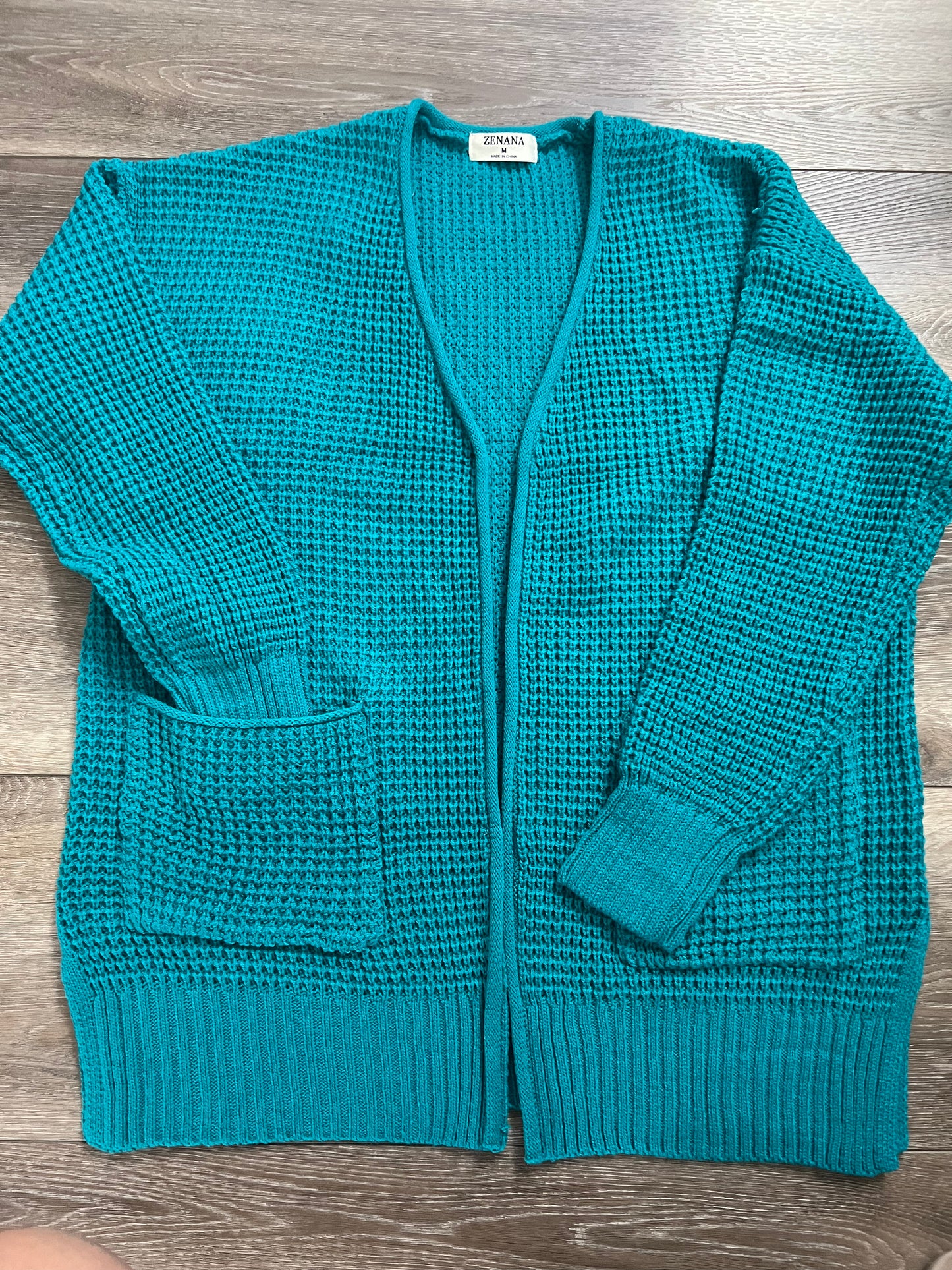 Waffle Knit Open Cardigan