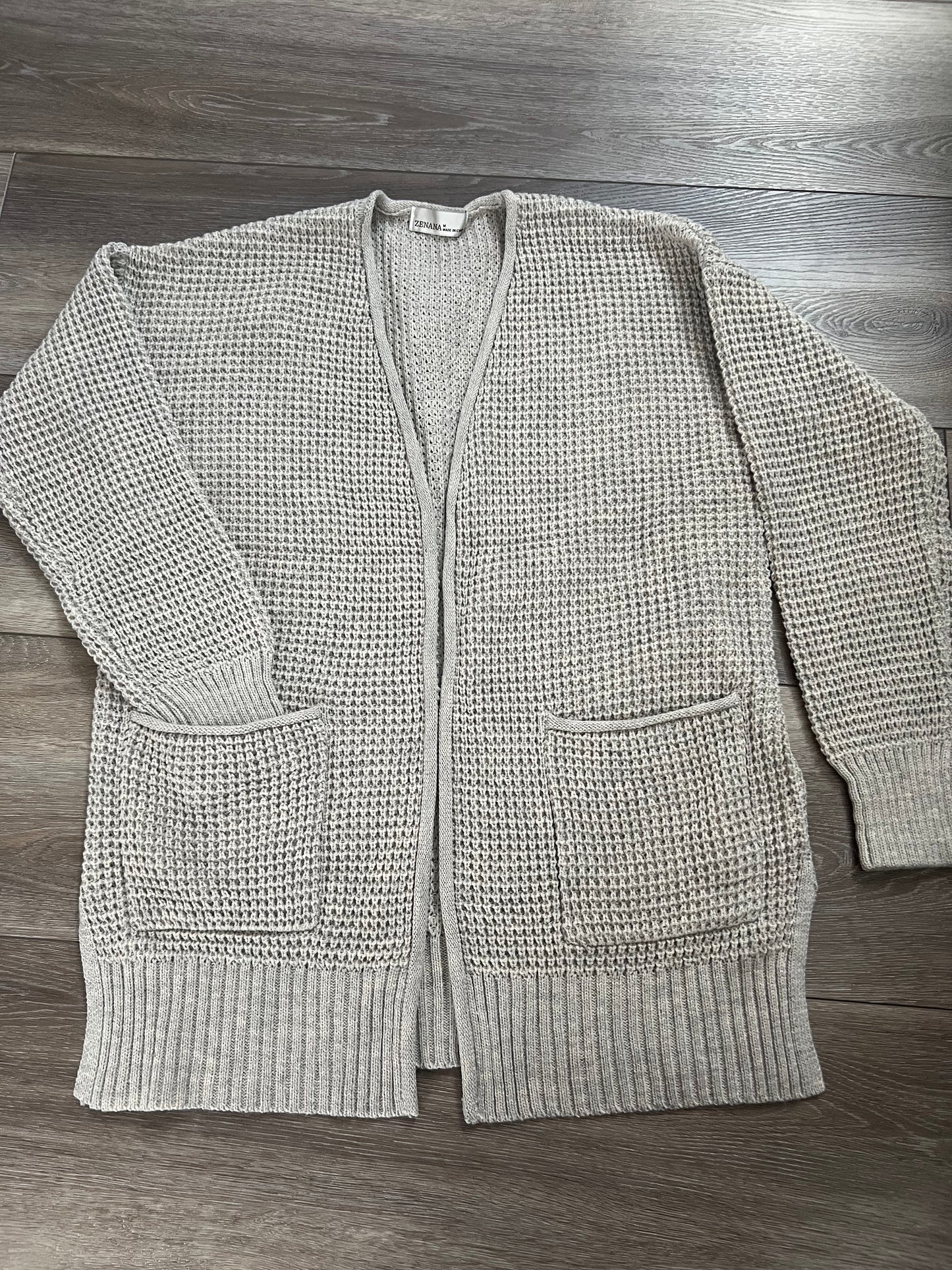 Waffle Knit Open Cardigan