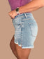 Risen ‘Easy Breezy’ High-Rise Distressed Side Slit Denim Shorts