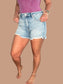 Risen ‘Easy Breezy’ High-Rise Distressed Side Slit Denim Shorts
