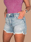 Risen ‘Easy Breezy’ High-Rise Distressed Side Slit Denim Shorts