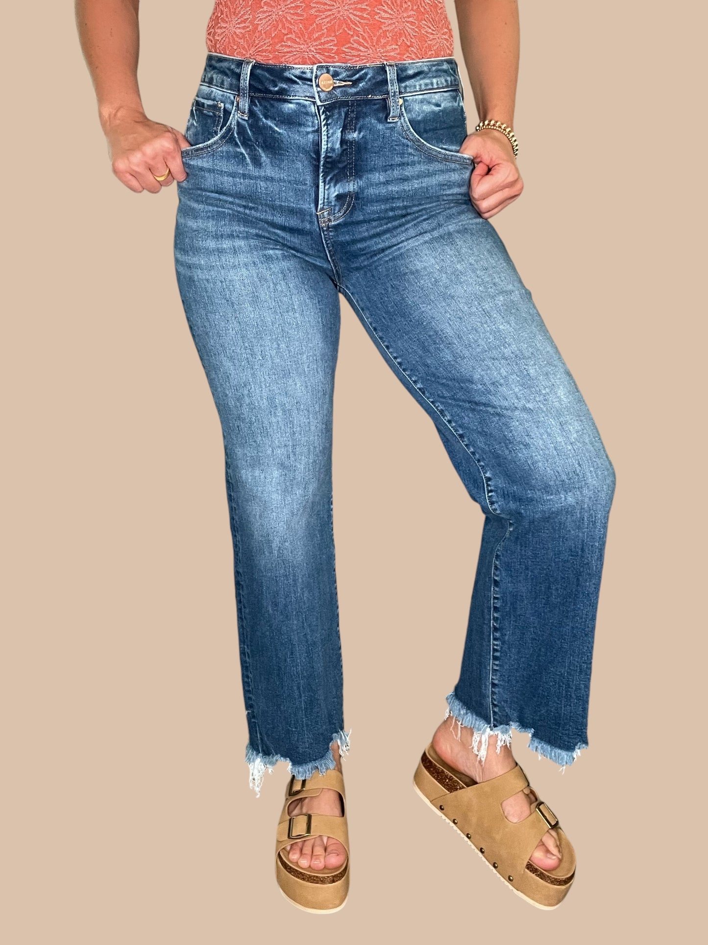 Risen Tummy Control High Rise Straight Leg Jeans