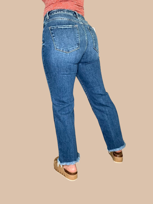 Risen Tummy Control High Rise Wide Leg Jeans