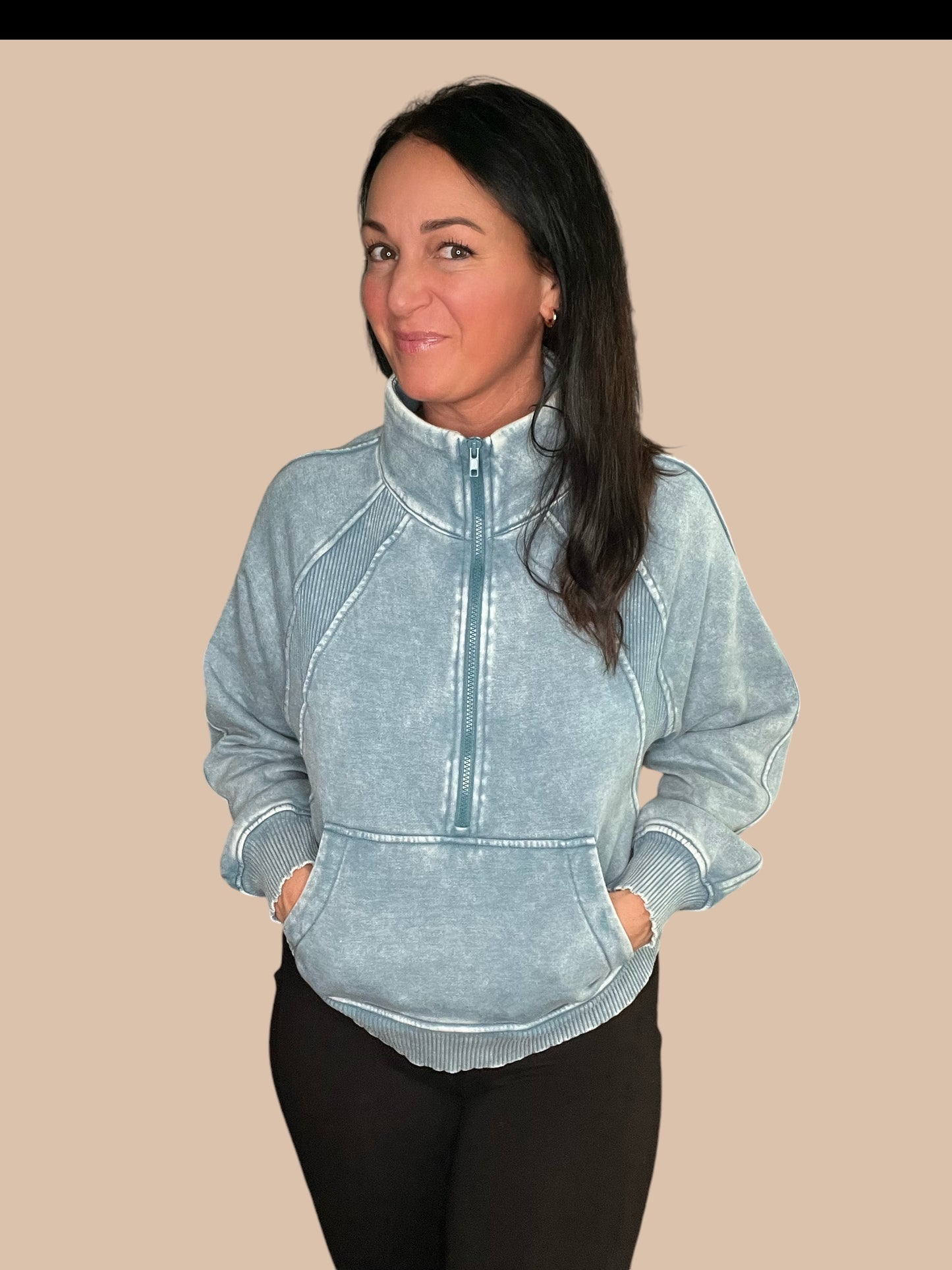 Mineral Wash Half-Zip Fleece Pullover