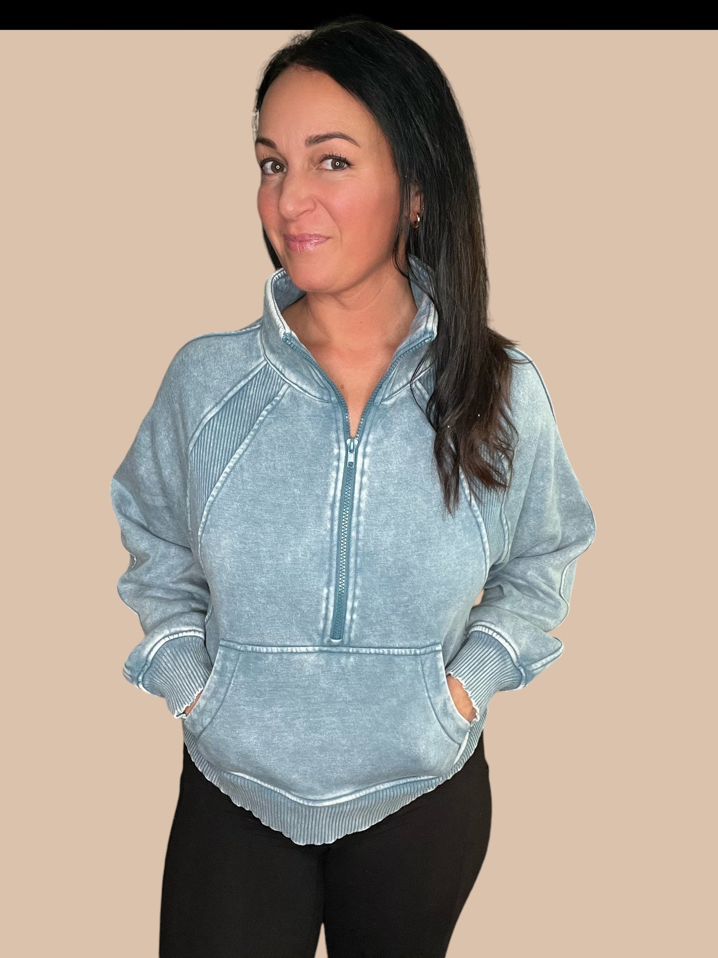 Mineral Wash Half-Zip Fleece Pullover