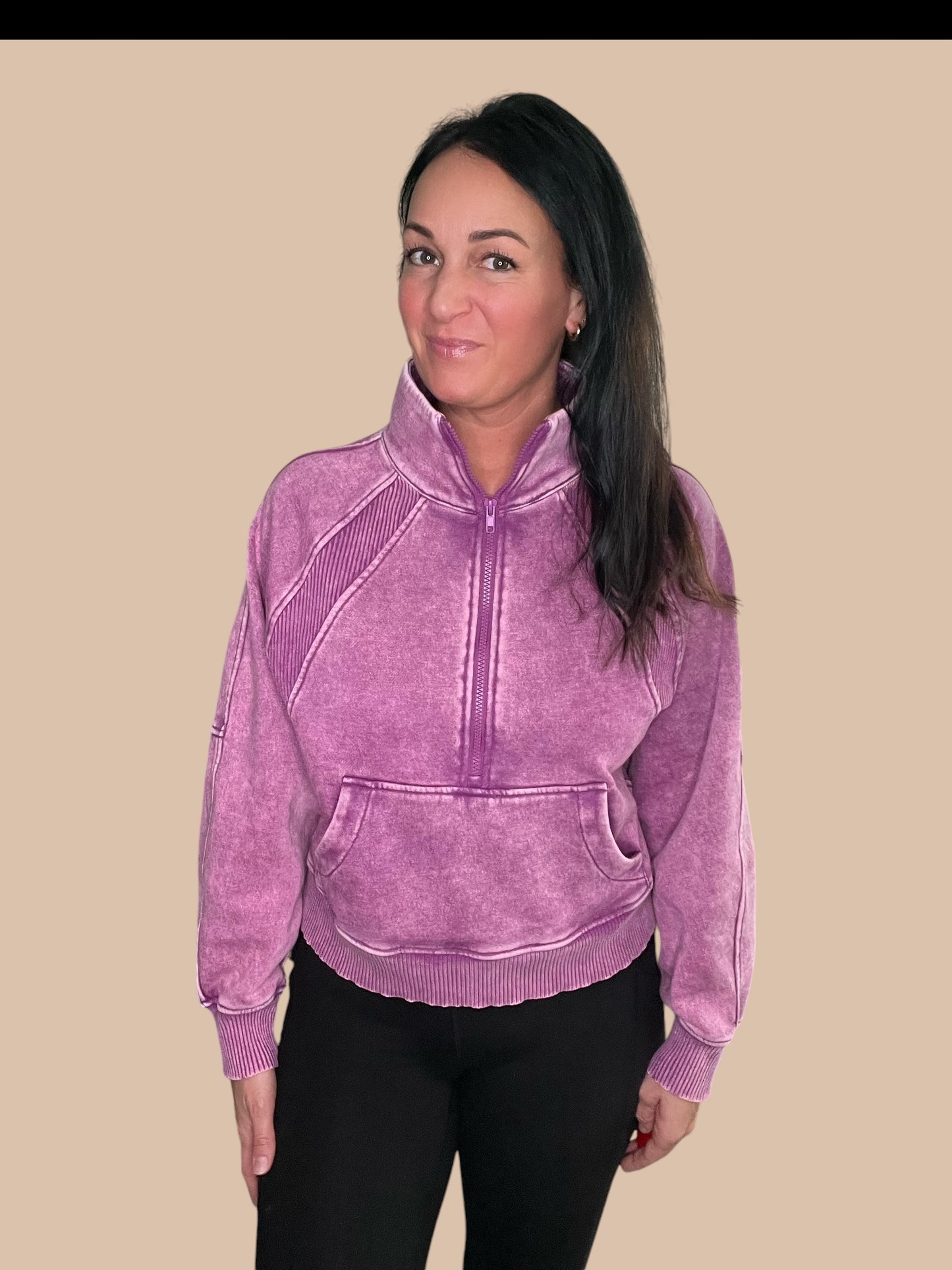 Mineral Wash Half-Zip Fleece Pullover