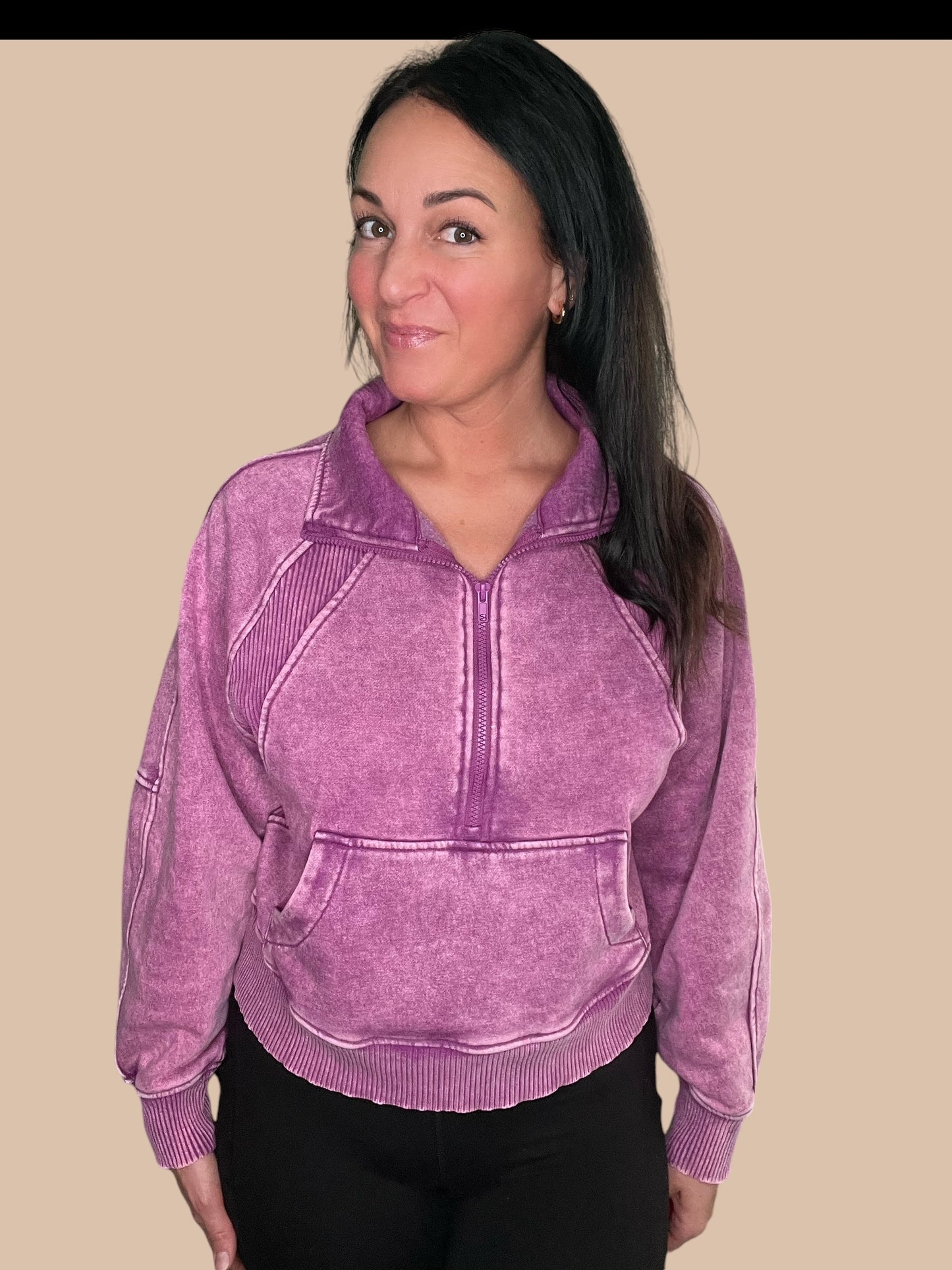 Mineral Wash Half-Zip Fleece Pullover