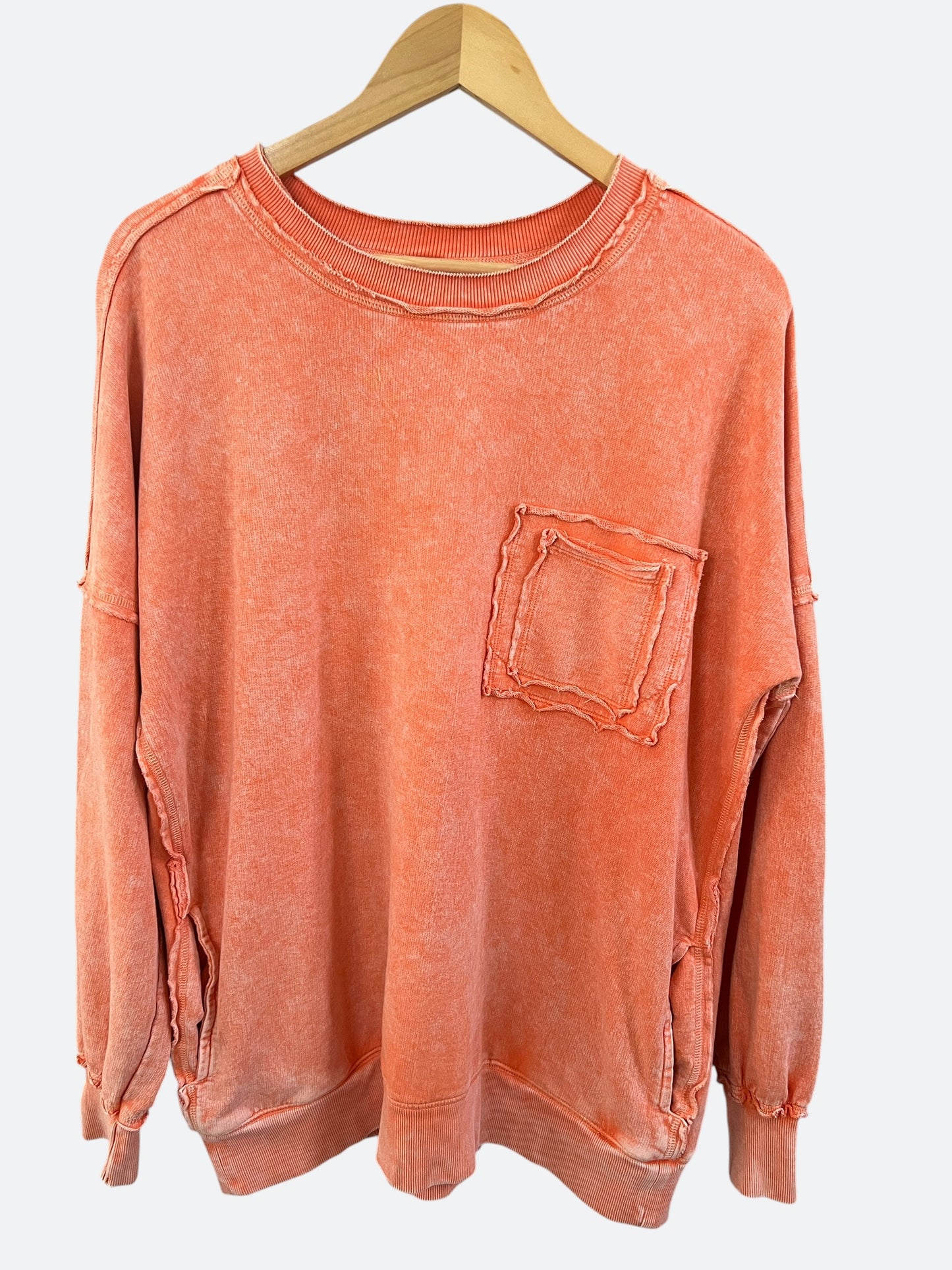 Oversized French Terry Acid Wash Pullover