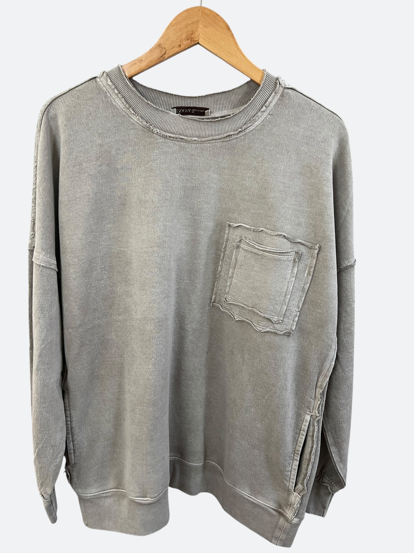 Oversized French Terry Acid Wash Pullover