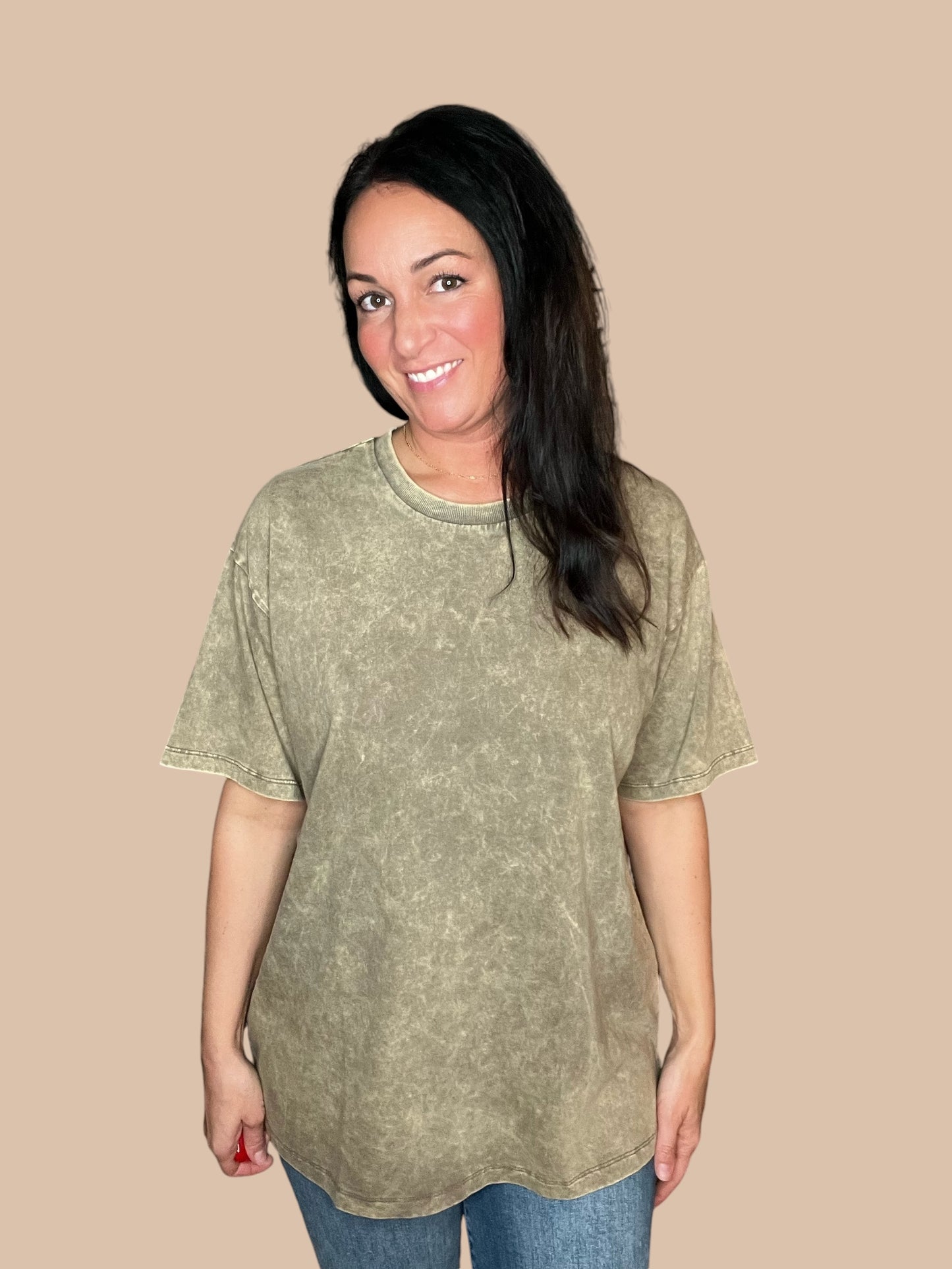 Mineral Washed Oversized Basic Tee