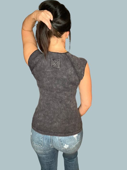 Stone Washed Ribbed Seamless Top