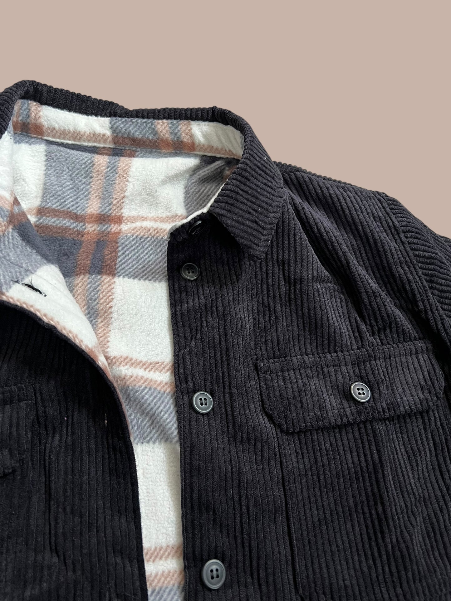 Reversible Corduroy & Plaid Flannel Shacket