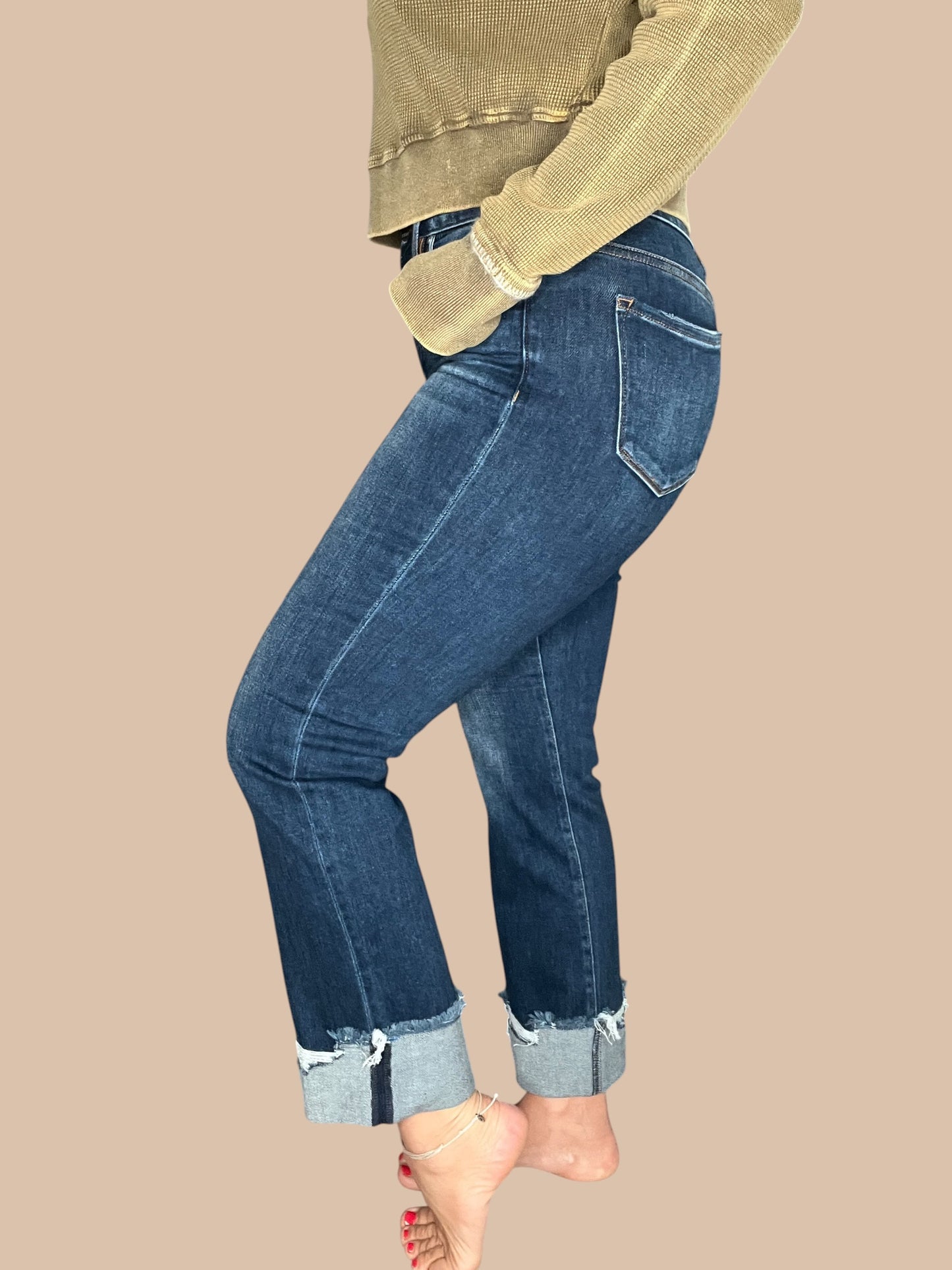 Risen 'Midnight Roll' High Rise Tummy Control Jeans