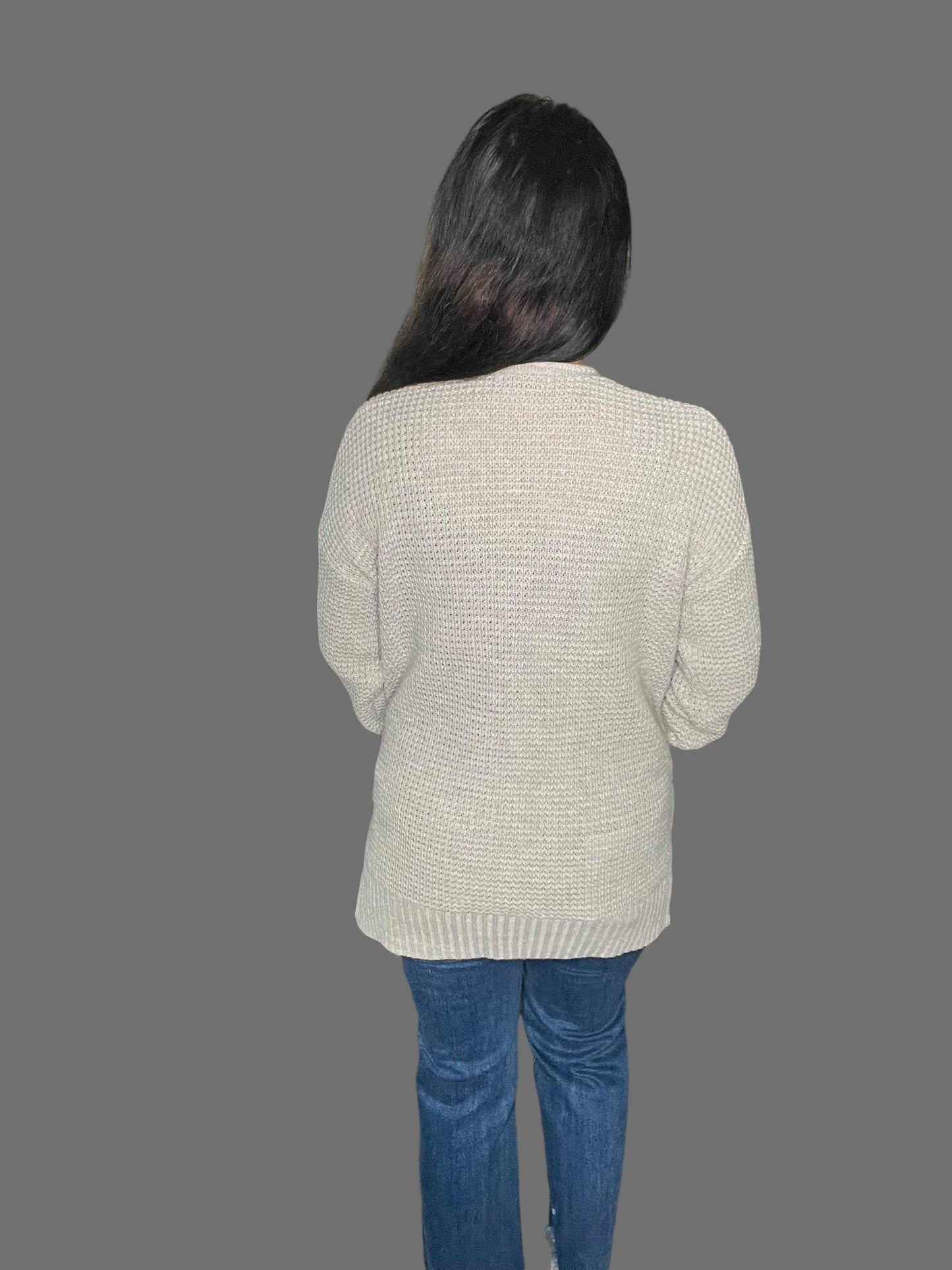 Waffle Knit Open Cardigan