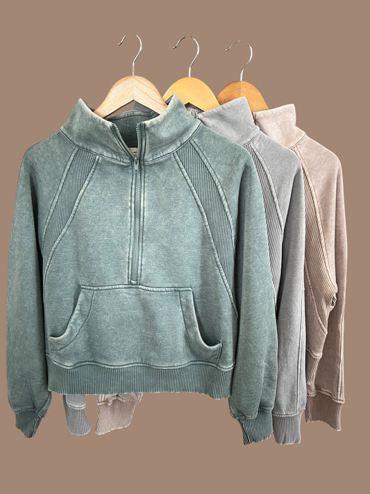 Mineral Wash Half-Zip Fleece Pullover