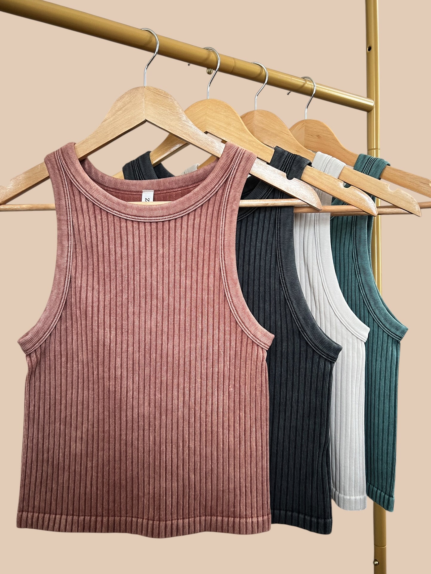 Ribbed Mineral Wash Seamless Tank