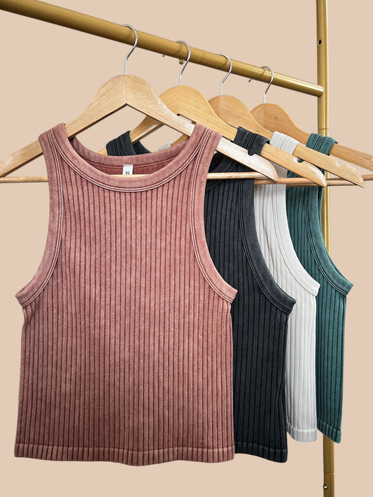 Ribbed Mineral Wash Seamless Tank