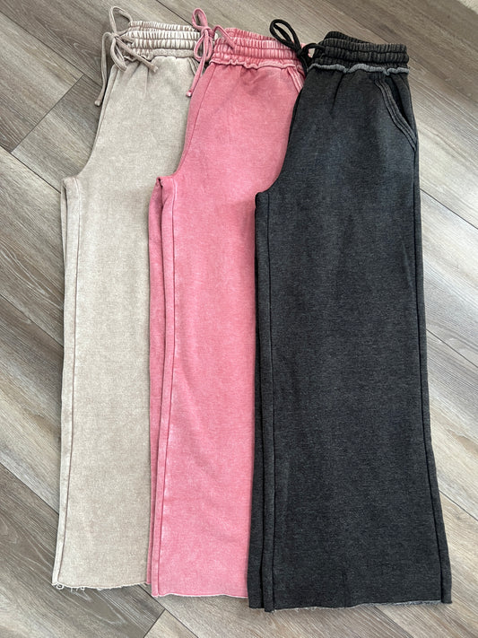 Mineral Wash Fleece Palazzo Sweatpants