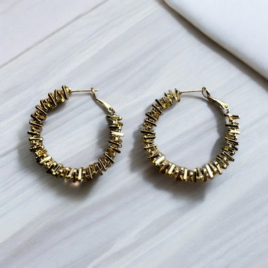 Waterproof & Non-Tarnish Gold Design Hoop Earrings