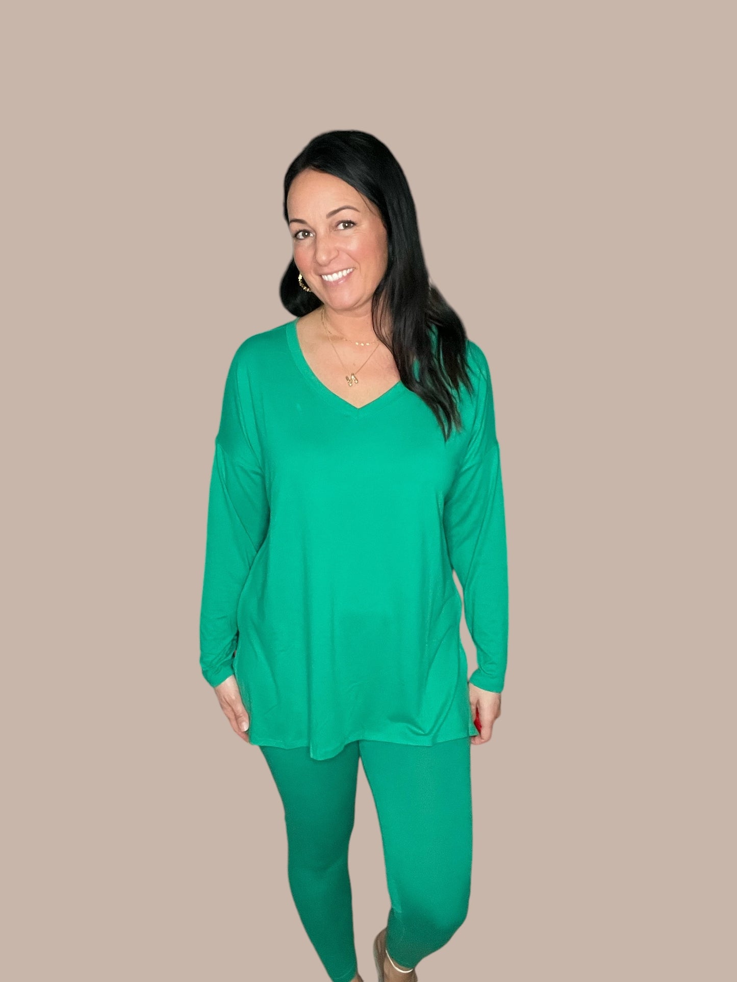 Microfiber V-Neck Loungewear Set