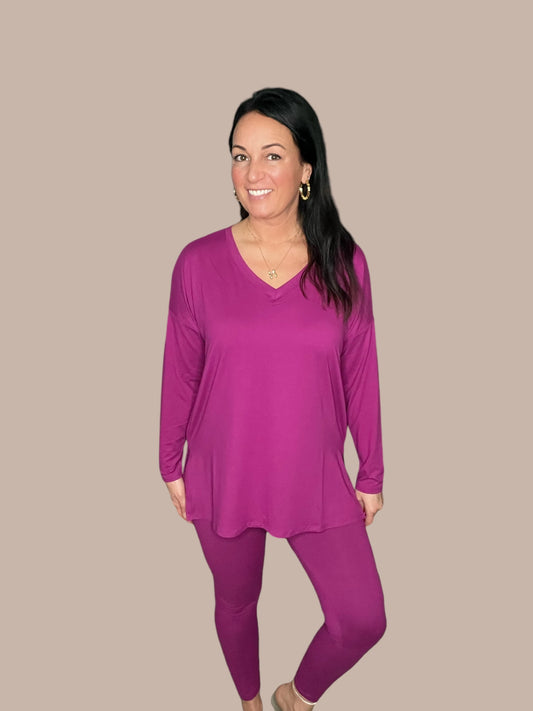 Microfiber V-Neck Loungewear Set