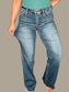 Risen *Tummy Control* High-Rise Wide Leg Raw Hem Jeans