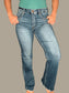 Risen *Tummy Control* High-Rise Wide Leg Raw Hem Jeans