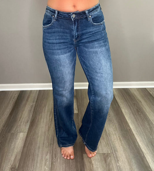 Risen Straight Leg Side Detail Jeans