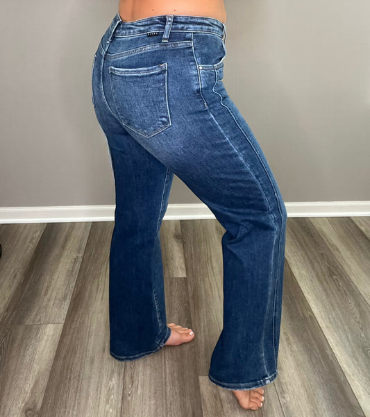Risen Straight Leg Side Detail Jeans
