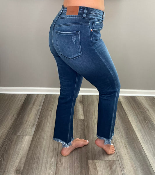 Double Button Straight Leg Jeans