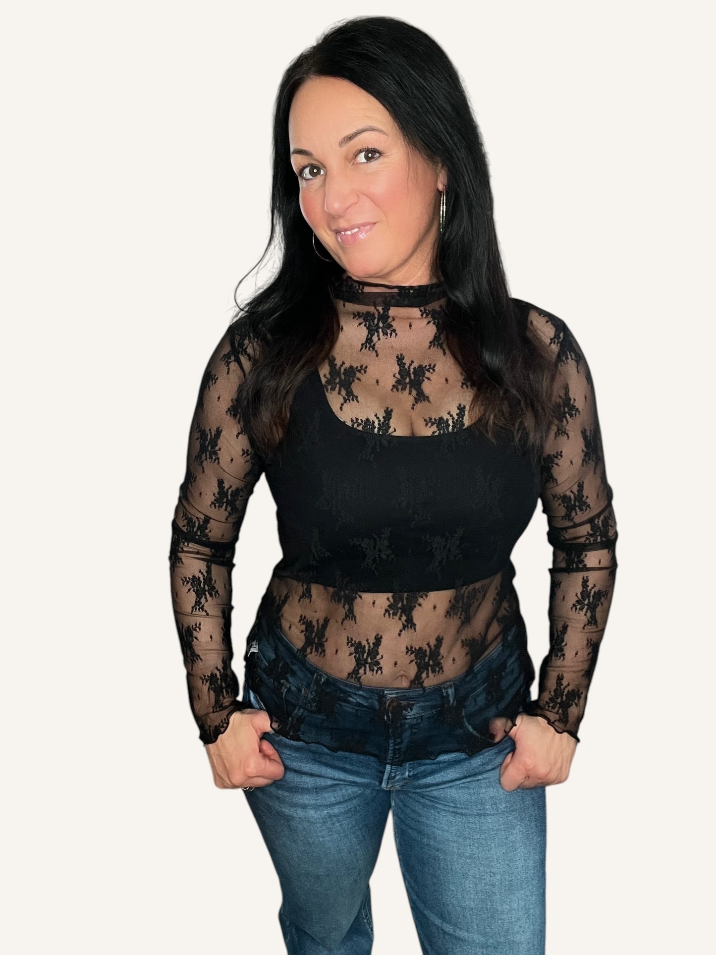 Sheer Lace Layering Top