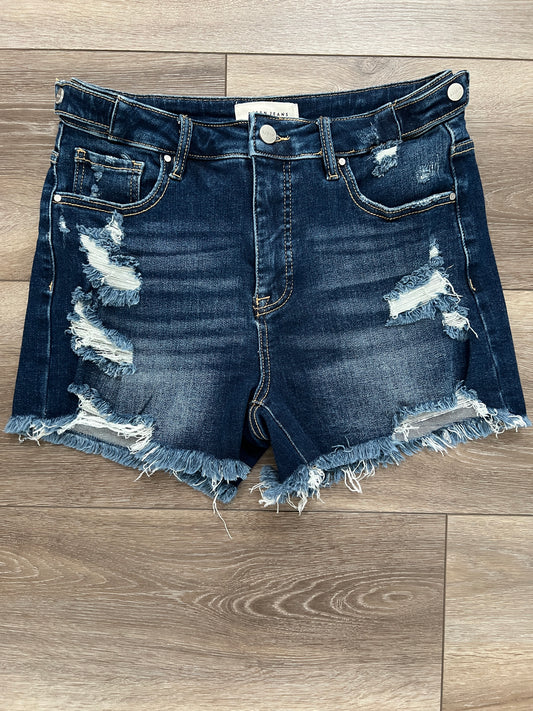 Risen Tummy Control High-Rise Adjustable Waist Jean Shorts