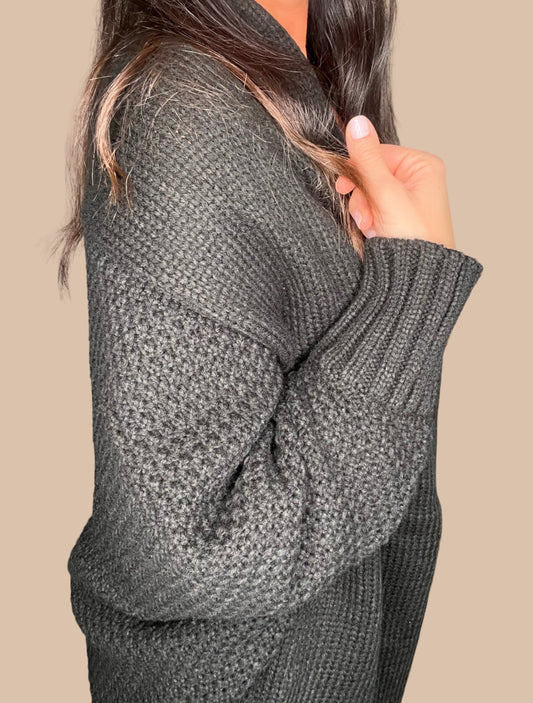 Textured Knit Dolman Sleeve Cardigan