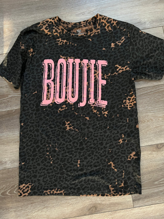 'Boujie' Bleached Leopard Graphic Tee
