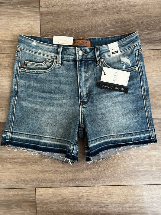 Judy Blue Tummy Control Mid-Rise Release Hem Jean Shorts