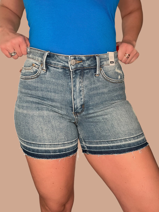 Judy Blue Tummy Control Mid-Rise Release Hem Jean Shorts